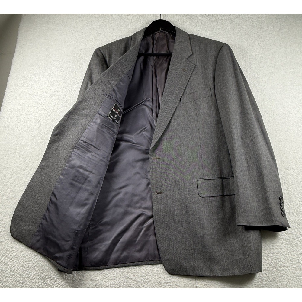 Hickey Freeman Nordstrom‎ Men's Blazer 44L Gray Wool Cashmere Plaid Sport Coat